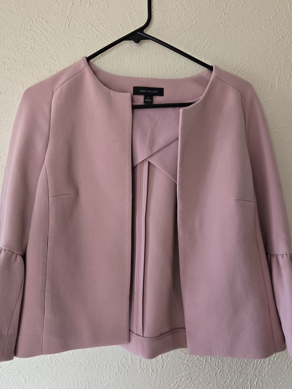 Ann Taylor Pink Structured Open-Front Blazer